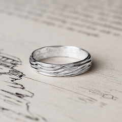 minimalist nature inspired gold wedding band for men