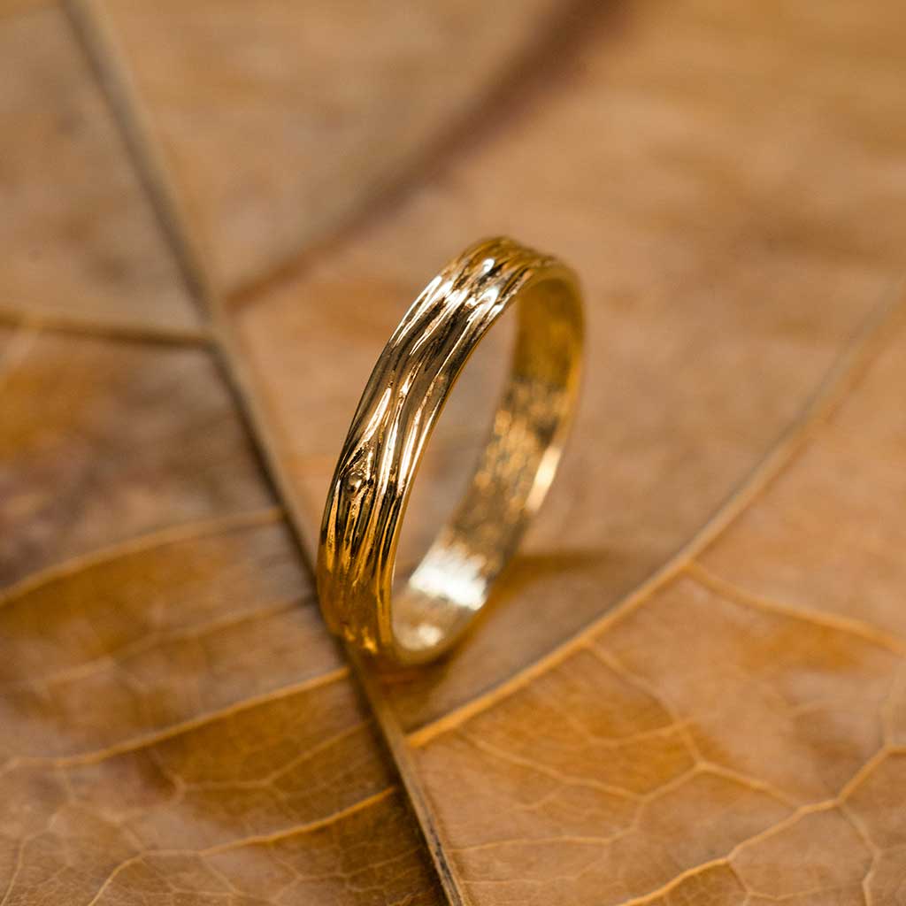 14K solid gold ring Kunn nature braided twig wedding band for men cobali jewelry