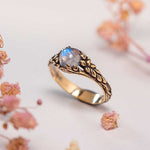 black gold ring with blue moonstone for her
