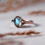 LABRADORITE ENGAGMENT RING ANUU | 14K BLACK GOLD & LABRADORITE