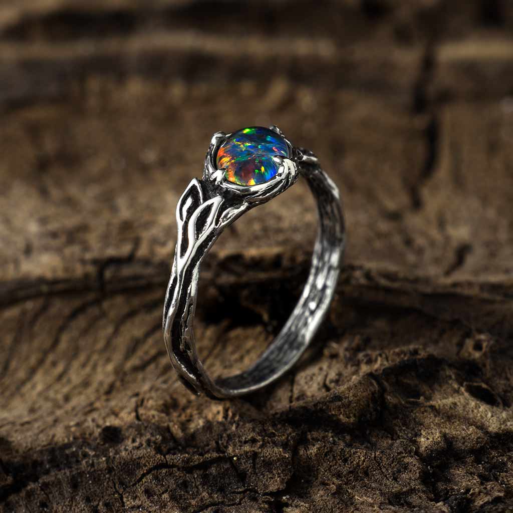 cobali jewelry australian opal 925 sterling silver ring