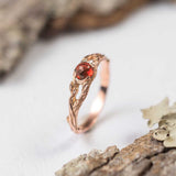 garnet ring 14K rose gold wedding band women