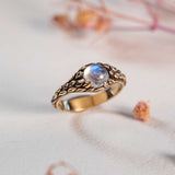 gold moosntone engagement ring anniversary ring