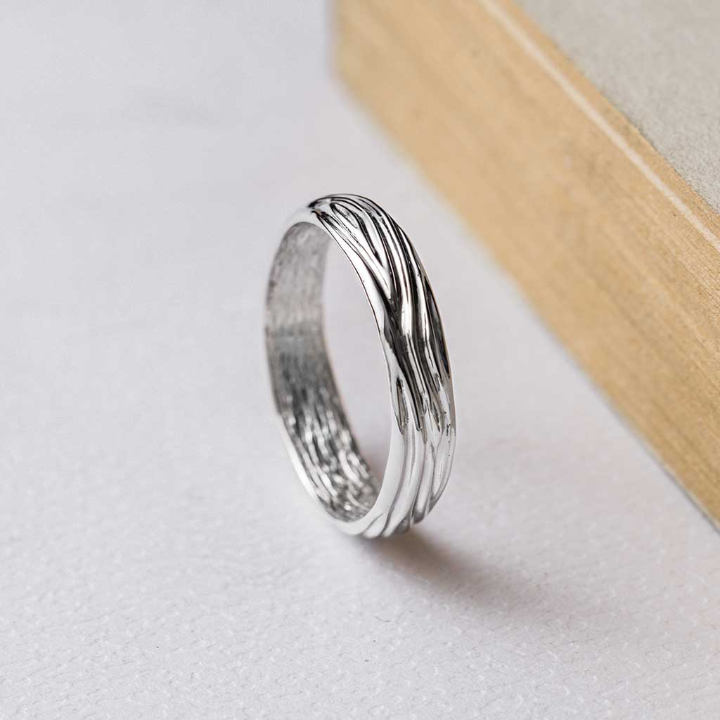 masculine branch simple gold wedding ring