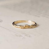 nature design minimalist gold wedding band for her