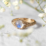 rainbow moonstone promise ring gold