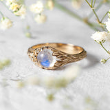 rainbow moonstone promise ring gold