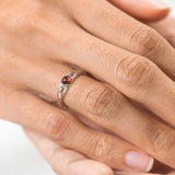 red gemstone ring nature theme gold women