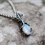 shimmering natural rainbow moonstone pendant