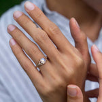 solid gold jewelry everyday ring with rainbow moonstone on hand