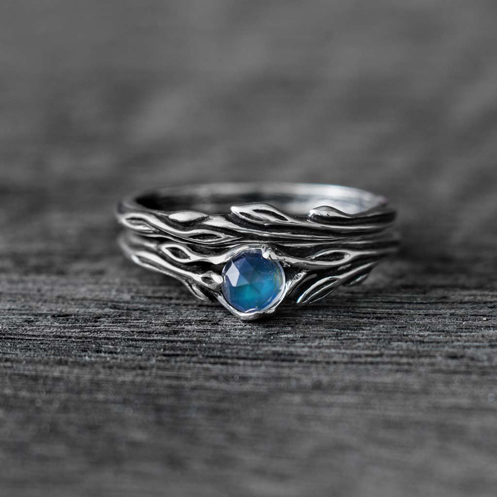 sterling silver stackable moonstone ring and womens wedding band