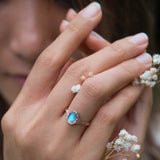 tendertwig inspired labradorite gold ring on hand